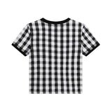 D60096_M41-Camiseta de cuadros de manga corta DKNY para niña