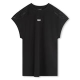 D60101_09B-Vestido negro de manga corta DKNY para niña