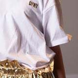 DKNY - D60109_10P - Vestido blanco y dorado - Niña