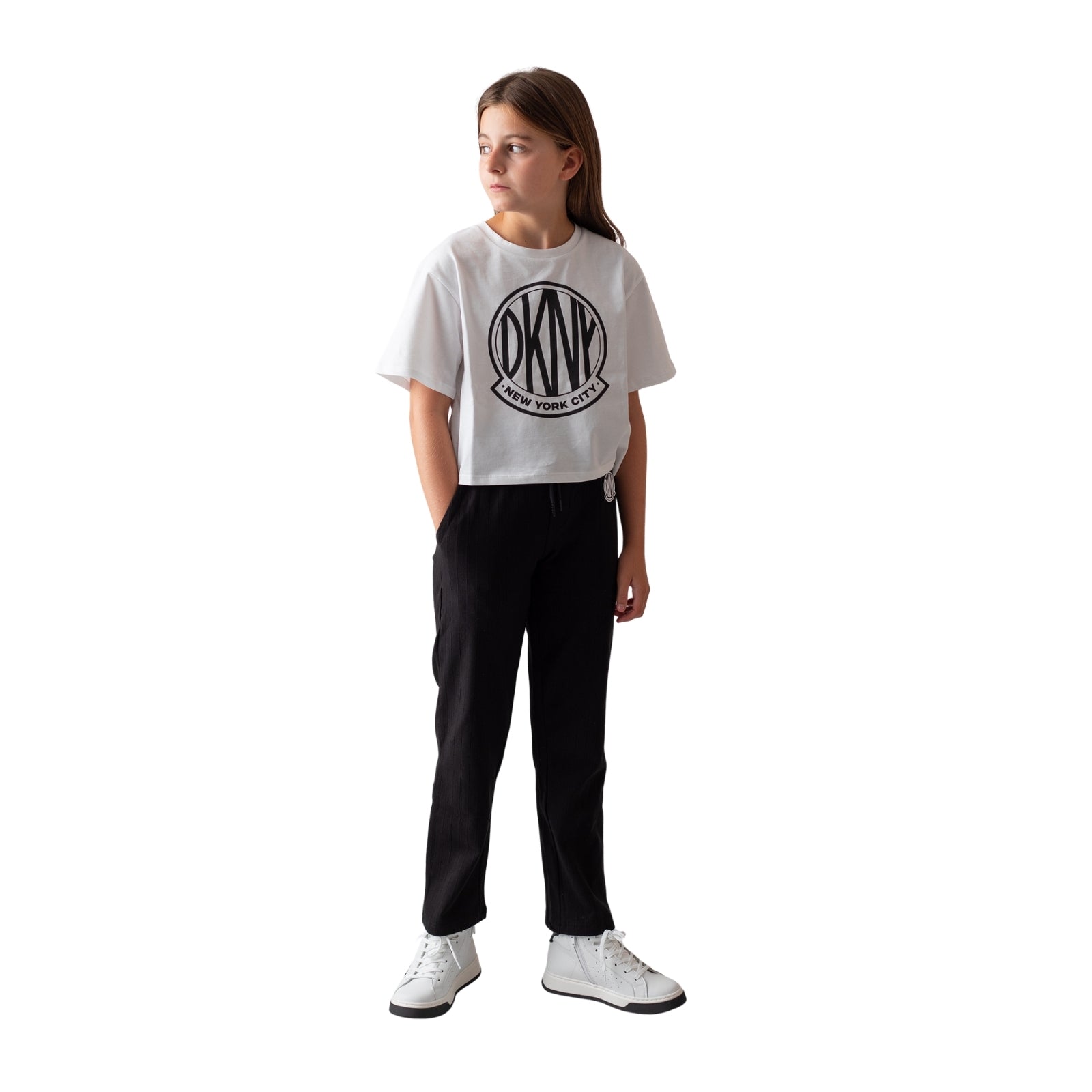 Pantalón jogger negro niña cintura ajustable | Konestilochic