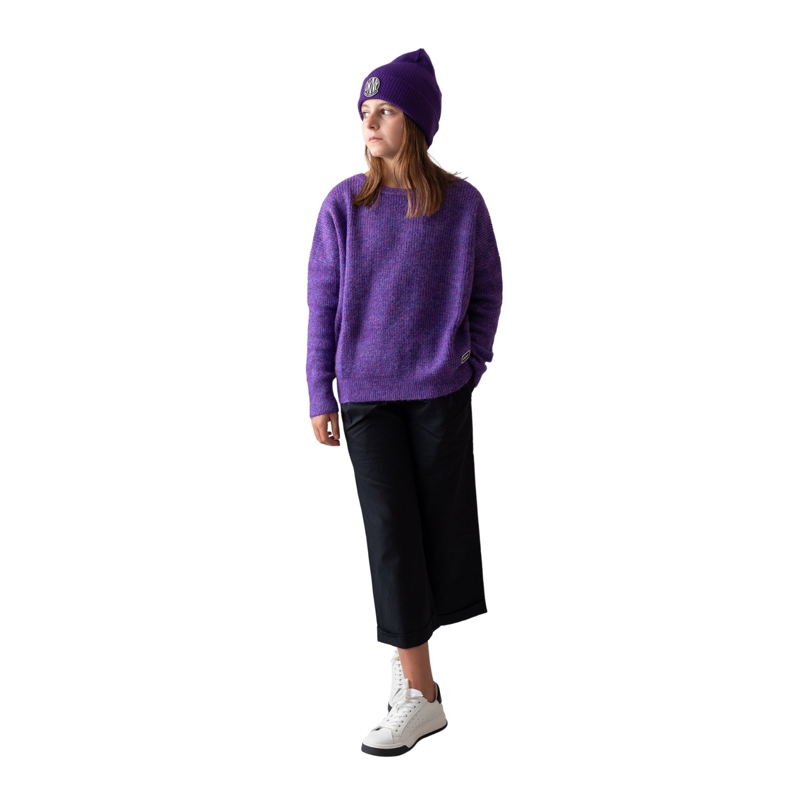 Jersey morado de punto DKNY para niña con banda elástica Konestilochic