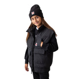Chaleco anorak negro con capucha DKNY para niña - Moda infantil Konestilochic