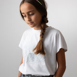 DKNY - D62023_016 – Camiseta de manga corta de algodón- Niña