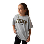 Camiseta DKNY gris logo dorado niña | Konestilochic