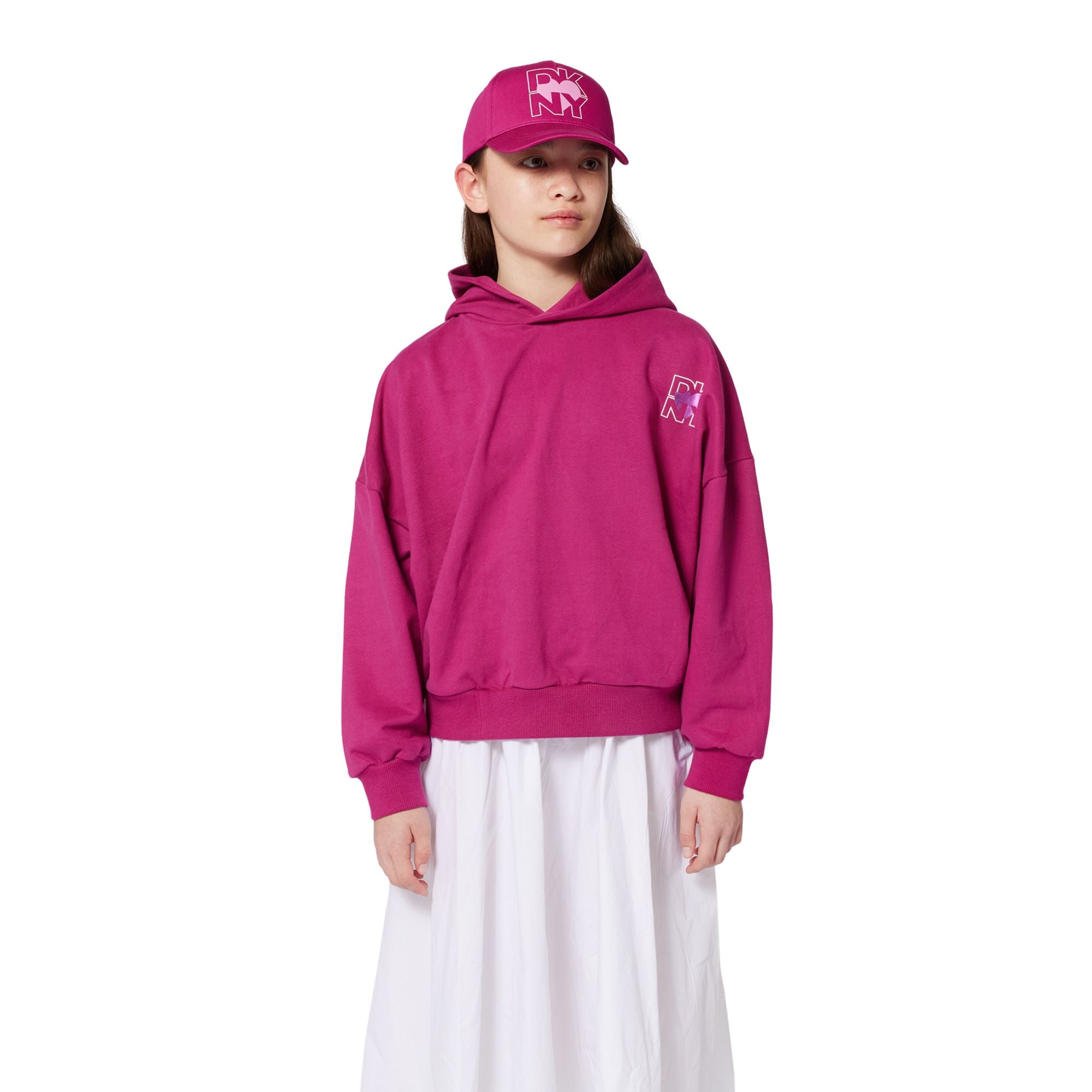 Sudadera Rosa Tinta Brillante DKNY Niña | Konestilochic 