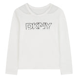 DKNY - D62408_117 – Camiseta de manga larga 100% algodón orgánico con impresión con efecto espejo - Niña