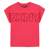 DKNY - D62412_49G – Camiseta de manga corta de punto jersey con ilustración estampada - Niña