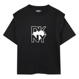 DKNY - D62417_09B – Camiseta de manga corta 100% algodón orgánico con estampado delantero - Niña