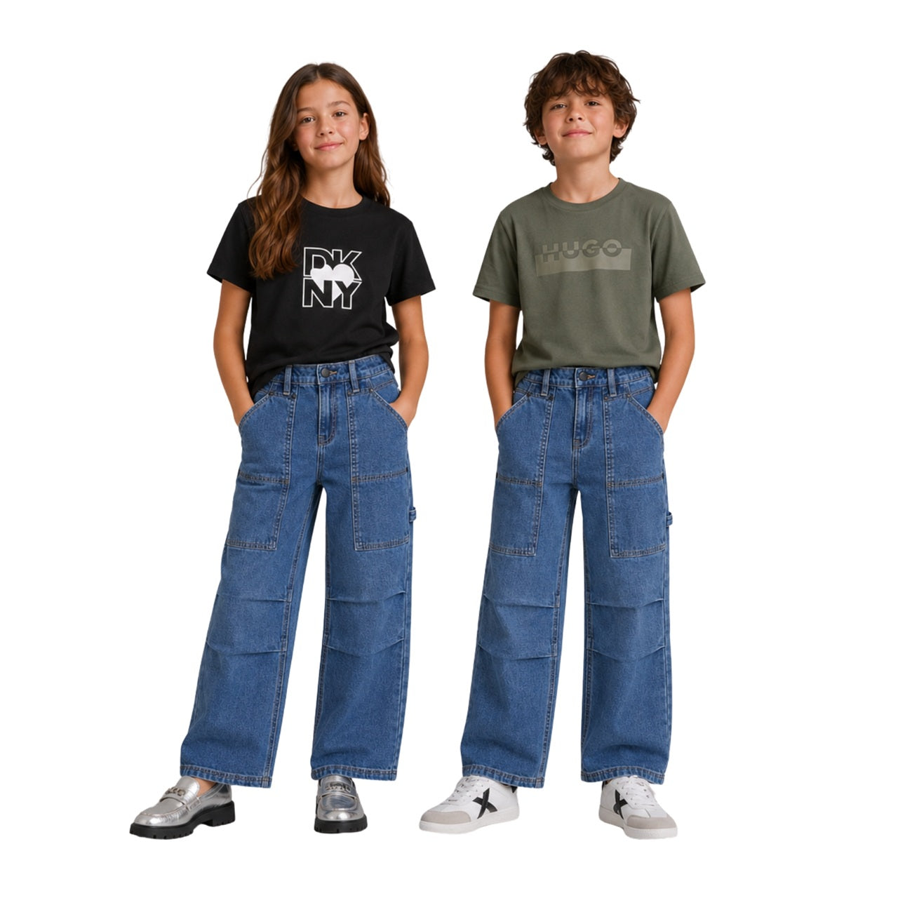 Vaqueros azul denim DKNY unisex para niños – Cómodos y urbanos