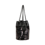 Bolso negro de lentejuelas DKNY con cadena – Elegancia única Konestilochic