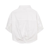 DKNY - D62567-10P – Camisa blanca de manga corta de popelín 100% algodón con pliegue en la espalda - Niña