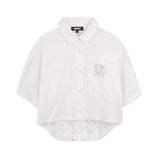 DKNY - D62567-10P – Camisa blanca de manga corta de popelín 100% algodón con pliegue en la espalda - Niña