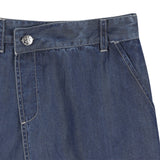 DKNY - D62573-Z28 – Pantalones cortos azules 100% lyocell con bordado en el bolsillo trasero - Niña