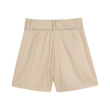 DKNY - D62575-20P – Pantalones cortos de color arena de tejido de sarga con efecto satén - Niña
