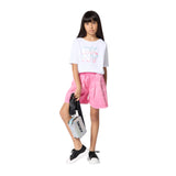 DKNY - D62581-48K – Pantalones cortos rosas con cintura elástica y bolsillos laterales - Niña