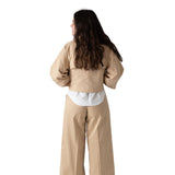 DKNY - D62587-20P – Pantalones color arena de sarga con efecto satén - Niña