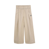 DKNY - D62587-20P – Pantalones color arena de sarga con efecto satén - Niña