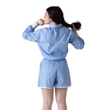 DKNY - D62589-Z40 – Pantalones cortos azules de popelín con cintura elástica y bolsillos - Niña