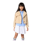 DKNY - D62593-10P – Falda corta blanca de popelín 100% algodón con cintura elástica - Niña