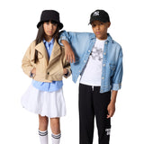 DKNY - D62593-10P – Falda corta blanca de popelín 100% algodón con cintura elástica - Niña