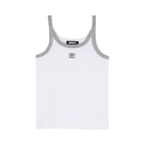 DKNY - D62613-10P – Camiseta blanca de tirantes con canalé plateado en cuello y sisas - Niña