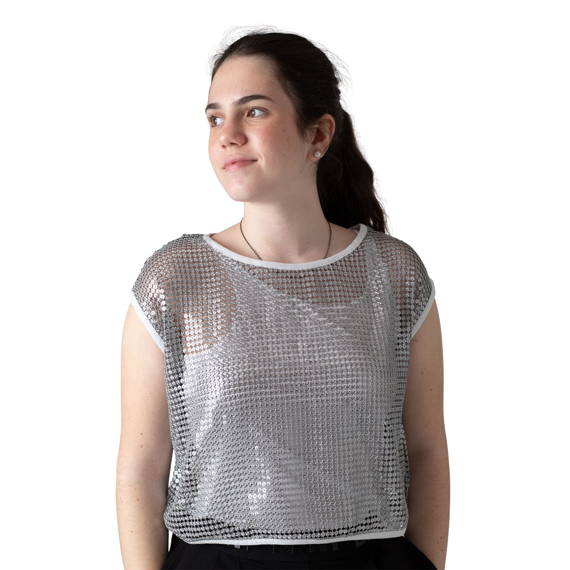 Camiseta blanca con lentejuelas DKNY niña Konestilochic