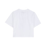 DKNY - D62621-N48 – Camiseta blanca de manga corta de punto de algodón con ilustración delantera - Niña