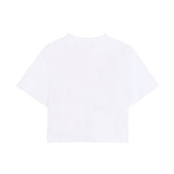 DKNY - D62621-N54 – Camiseta blanca de manga corta de punto de algodón con ilustración delantera - Niña