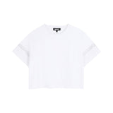 DKNY - D62623-10P – Camiseta blanca de manga corta con logotipos en las mangas - Niña