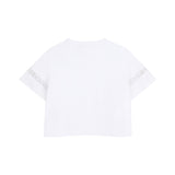 DKNY - D62623-10P – Camiseta blanca de manga corta con logotipos en las mangas - Niña