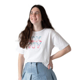 DKNY - D62624-10P – Camiseta blanca de manga corta de algodón orgánico con elástico en la espalda - Niña