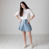DKNY - D62624-10P – Camiseta blanca de manga corta de algodón orgánico con elástico en la espalda - Niña
