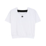 DKNY - D62624-10P – Camiseta blanca de manga corta de algodón orgánico con elástico en la espalda - Niña