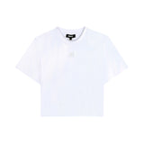 DKNY - D62626-10P – Camiseta blanca de manga corta de viscosa con efecto perlado - Niña