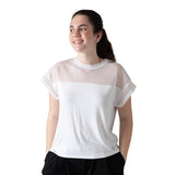 Camiseta blanca de niña DKNY con detalle de malla Konestilochic