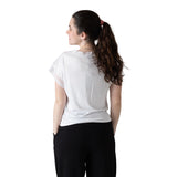 DKNY - D62628-10P – Camiseta blanca de manga corta con malla en la parte superior – Niña