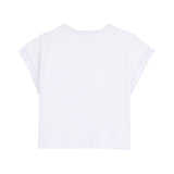 DKNY - D62628-10P – Camiseta blanca de manga corta con malla en la parte superior – Niña