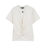DKNY - D62629-560 – Camiseta de viscosa de manga corta con lazo en la parte delantera - Niña