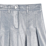 DKNY - D62693-16 – Minifalda plisada plateada de algodón - Niña