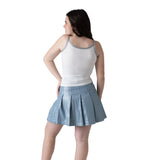 DKNY - D62693-16 – Minifalda plisada plateada de algodón - Niña