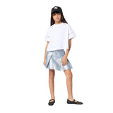 DKNY - D62693-16 – Minifalda plisada plateada de algodón - Niña
