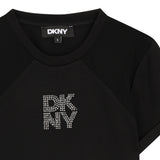 DKNY - D62694-09B – Camiseta negra de manga corta con detalle de malla en los hombros - Niña
