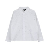 DKNY - D62782-10P - Camisa blanca de manga larga 100% algodón - Niña