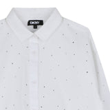 DKNY - D62782-10P - Camisa blanca de manga larga 100% algodón - Niña