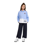 DKNY - D62786-845 - Pantalones anchos azul marino de lana fría con estampado de rayas - Niña