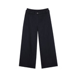 DKNY - D62786-845 - Pantalones anchos azul marino de lana fría con estampado de rayas - Niña