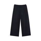 DKNY - D62786-845 - Pantalones anchos azul marino de lana fría con estampado de rayas - Niña