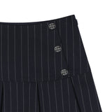DKNY - D62789-845 - Falda plisada azul marino de lana fresca con cintura ajustable - Niña