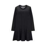 DKNY - D62799-09B - Vestido negro de manga larga - Niña