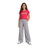 DKNY - D62888-A32 - Pantalones grises de felpa francesa con cintura ajustable y bolsillos - Niña